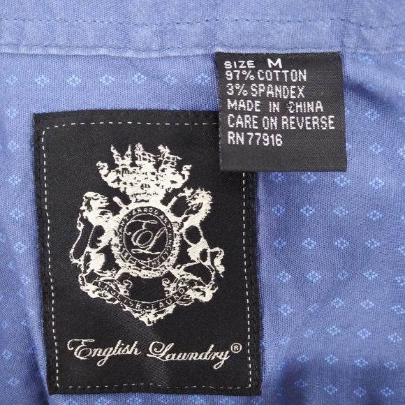 English Laundry Shirt Mens Size M Blue Long Sleeve Casual Button Up - Picture 5 of 8